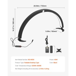 Puolikuun muotoinen LED-pöytävalo säädettävällä 3200–5600K värilämpötilalla alumiiniseosjalalla kynsi- ja ripsityöhön