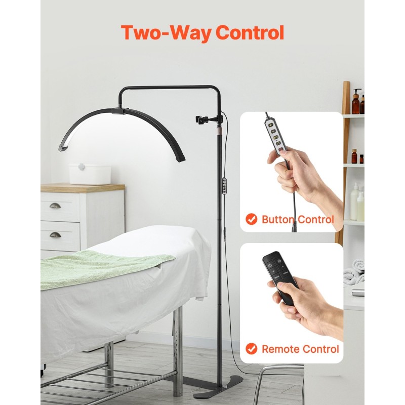 LED-lattiavalaisin puolikuu-muotoinen 26-tuumainen musta alumiinijalustalla kauneudenhoitoon