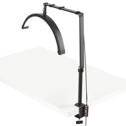 Pöytäkiinnitteinen puolikuun LED valaisin alumiinirunko C puristimella säädettävä 3000 6000K