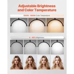 Pöytäkiinnitteinen puolikuun LED-valaisin alumiinirunko C-puristimella säädettävä 3000–6000K