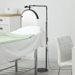 Puolikuun LED-työvalo kaksitoiminen lattiavalaisin ja pöytäkiinnike musta säädettävä värilämpötila