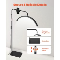 LED-lattiavalaisin puolikuun muotoinen alumiinijalusta 40W 3000–7000K kosmetologille