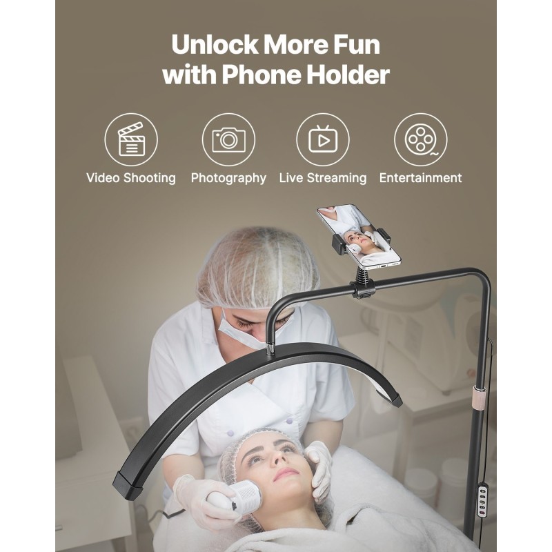 LED-lattiavalaisin puolikuun muotoinen alumiinijalusta 40W 3000–7000K kosmetologille