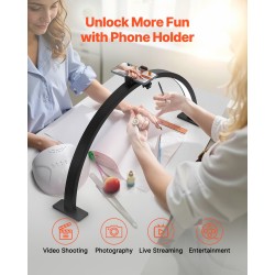 Pöytävalaisin alumiiniseosrunko puolikuun muotoinen musta säädettävä värilämpötila 3000–6000K kauneustyöhön