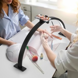 Pöytävalaisin alumiiniseosrunko puolikuun muotoinen musta säädettävä värilämpötila 3000–6000K kauneustyöhön