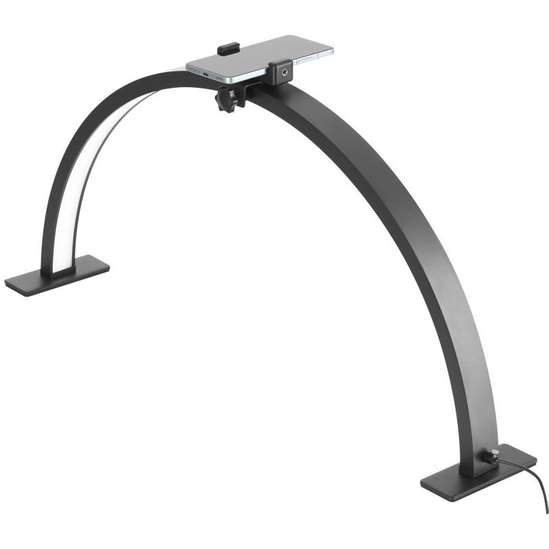 Pöytävalaisin alumiiniseosrunko puolikuun muotoinen musta säädettävä värilämpötila 3000–6000K kauneustyöhön