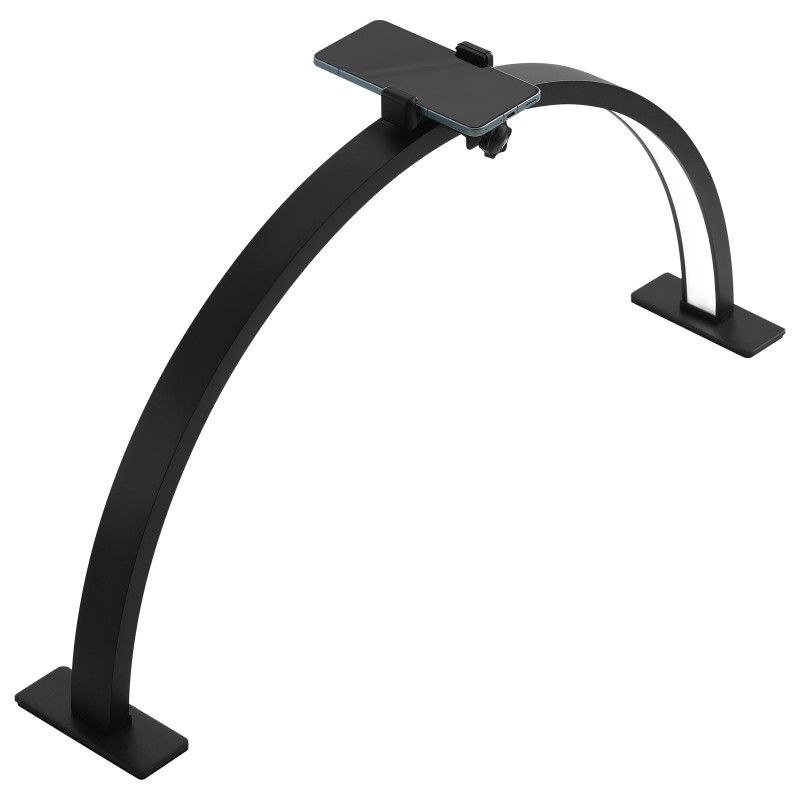 Pöytävalaisin alumiiniseosrunko puolikuun muotoinen musta säädettävä värilämpötila 3000–6000K kauneustyöhön