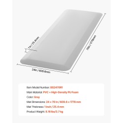 Kaatumismatto PVC-pintainen korkeatiheyksinen PU-vaahto 61 x 178 cm 25 mm liukuestopohja iäkkäille