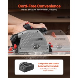 Ohjainkiskosaha akkukäyttöinen 140 mm harjaton moottori yhteensopiva Makita-akuilla kovalla kuljetuslaukulla