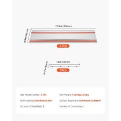 Ohjainkiskosarja puristealumiinia 2 kpl 699 mm sahausalue 1397 mm