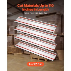 Alumiininen ohjainkiskosarja 4 kpl 699 mm 3 liitintä leikkuupituus 2794 mm