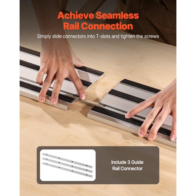 Alumiininen ohjainkiskosarja 4 kpl 699 mm 3 liitintä leikkuupituus 2794 mm