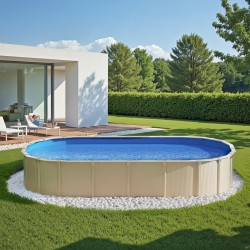 Uima-altaan suojamuovi vinyyli soikea 500 x 300 x 120 cm terässeinäisiin