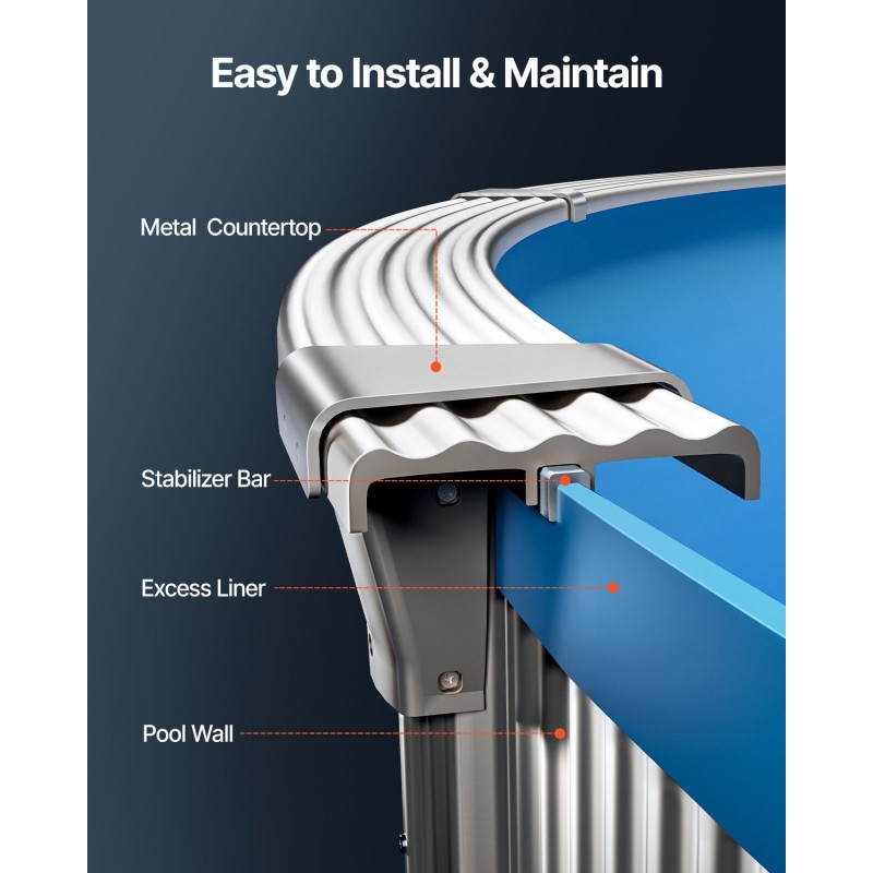 Ovaalin maanpäällisen uima-altaan vinyyliallasmuovi 610x375 cm 132 cm seinäkorkeudelle