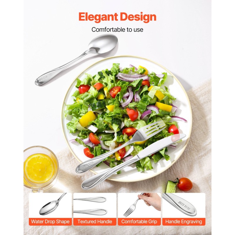 Ruokailuvälinesetti 30 osaa 6 hengelle 18/10 ruostumatonta terästä peilikiillotettu