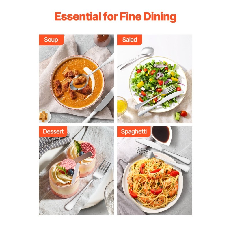 Ruokailuvälinesetti 30-osainen 18/0-ruostumatonta terästä 6 hengelle peilikiillotettu