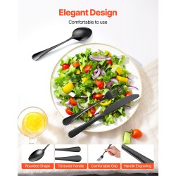 48-osainen musta peilikiillotettu aterinsetti 18/0 ruostumatonta terästä 8 hengelle