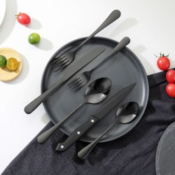 48-osainen musta peilikiillotettu aterinsetti 18/0 ruostumatonta terästä 8 hengelle