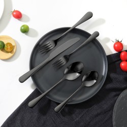 Aterinsetti 30-osainen musta kuudelle hengelle elintarvikelaatuinen 18/0-teräs