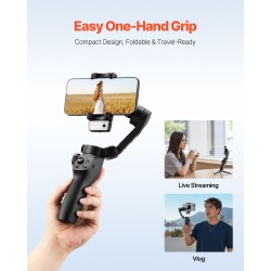 3-akselinen älypuhelimen gimbaali nylon ja lasikuitu varsi magneettinen täytevalo ja jalusta