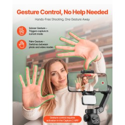 3-akselinen älypuhelimen gimbaali magneettivalolla 2600 mAh akulla