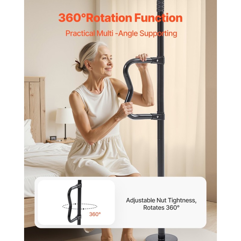 Lattia katto turvatanko säädettävä musta hiiliteräs alumiiniseos 2140–3050 mm 136 kg