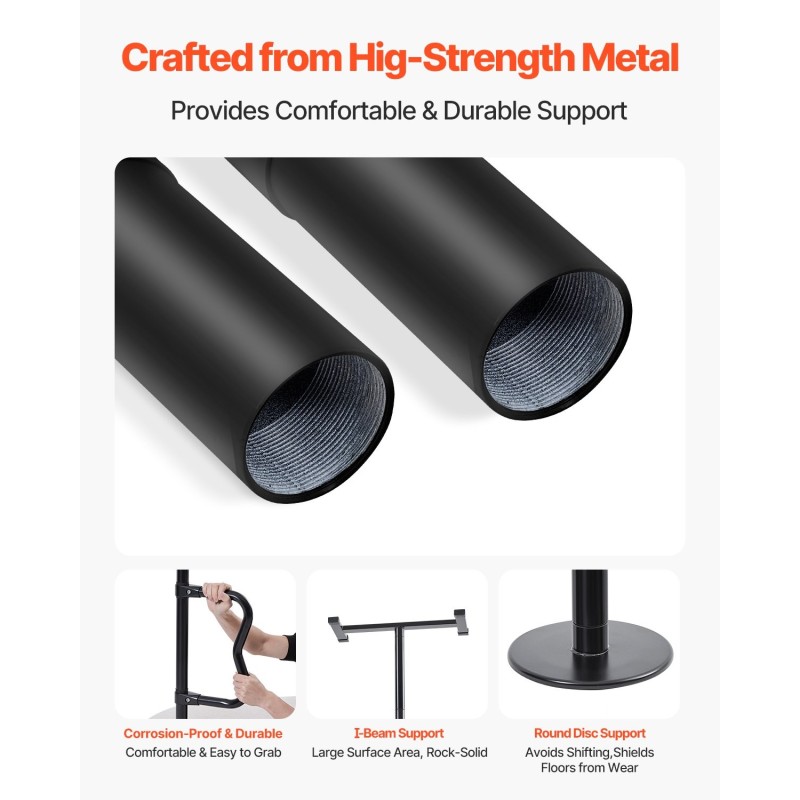 Lattia katto turvatanko säädettävä musta hiiliteräs alumiiniseos 2140–3050 mm 136 kg