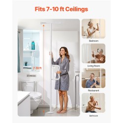 Tukitanko lattiasta kattoon hiiliteräs alumiiniseos säädettävä 214–305 cm 136 kg