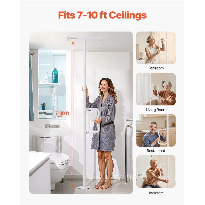 Tukitanko lattiasta kattoon hiiliteräs alumiiniseos säädettävä 214–305 cm 136 kg