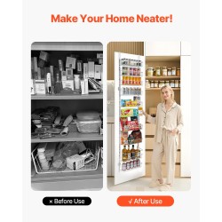 10-tasoinen oveen ripustettava säilytyshylly teräsrunko valkoinen 420x180x1950 mm