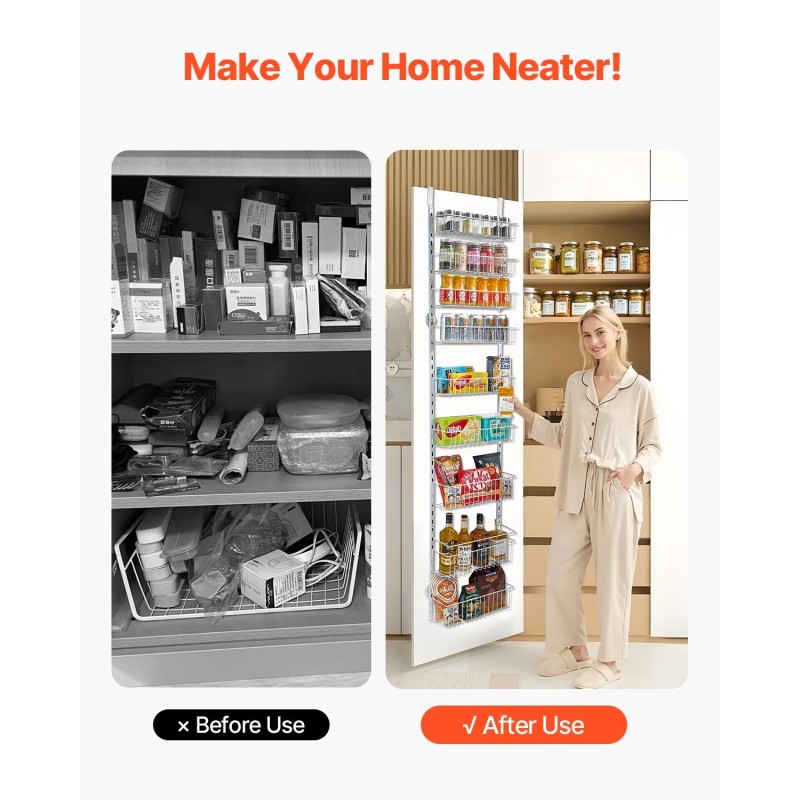 Oven päälle ripustettava säilytyshylly kromattu teräs 9-tasoinen keittiöön