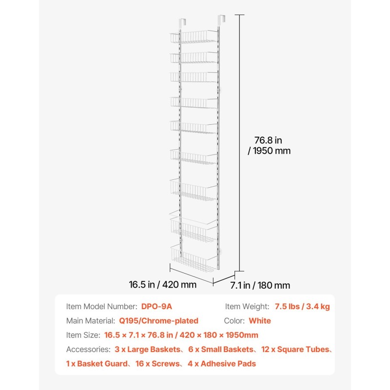 Oven päälle ripustettava säilytyshylly kromattu teräs 9-tasoinen keittiöön