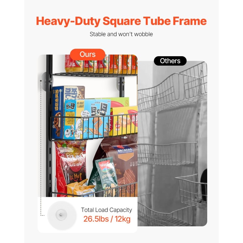 Ovien päälle ripustettava 8-tasoinen kromipinnoitettu teräshylly 420×180×1640 mm musta