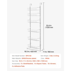 Säilytyshylly oven päälle 6-tasoinen kromipinnoitettu teräs valkoinen keittiöön