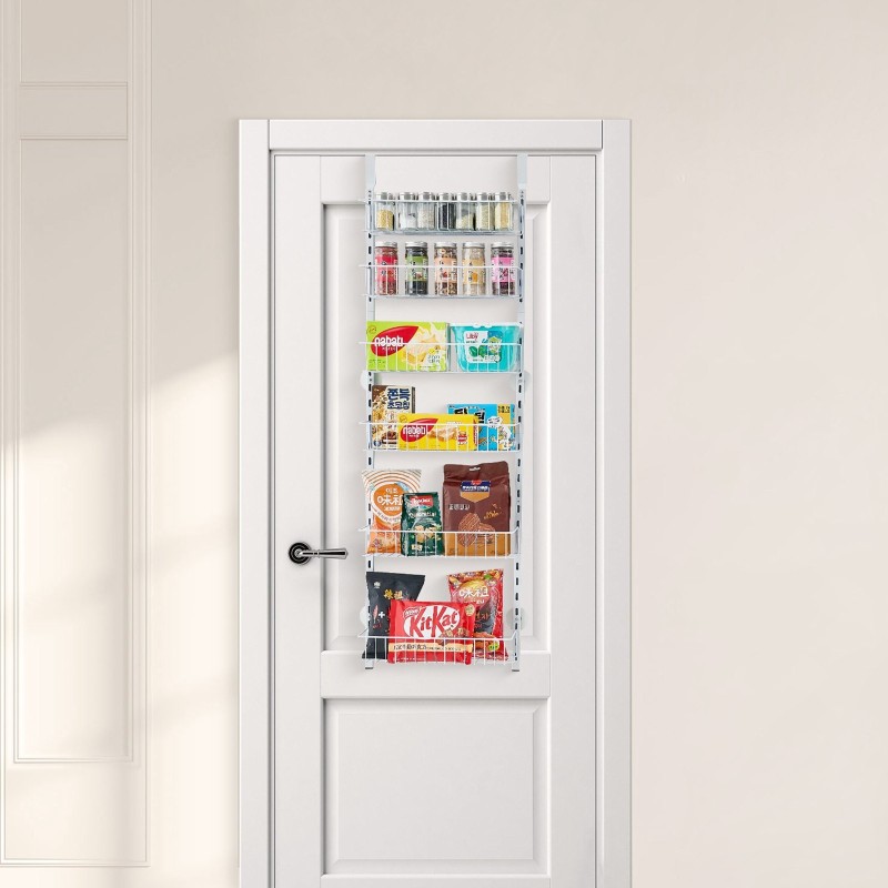 Säilytyshylly oven päälle 6-tasoinen kromipinnoitettu teräs valkoinen keittiöön