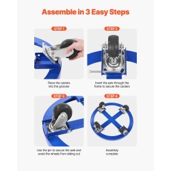 Hiiliteräs tynnyrikuljetusalusta 55 gallonan tynnyreille 907 kg kantavuus 4 kääntyvää pyörää