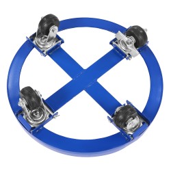 Hiiliteräs tynnyrikuljetusalusta 55 gallonan tynnyreille 907 kg kantavuus 4 kääntyvää pyörää