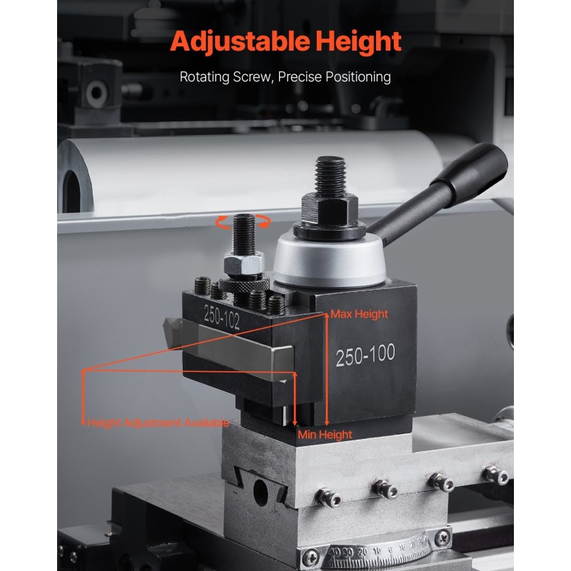 Pikavaihtotyökalupostisarja 8-osainen teräksinen 6–12 tuuman sorveihin