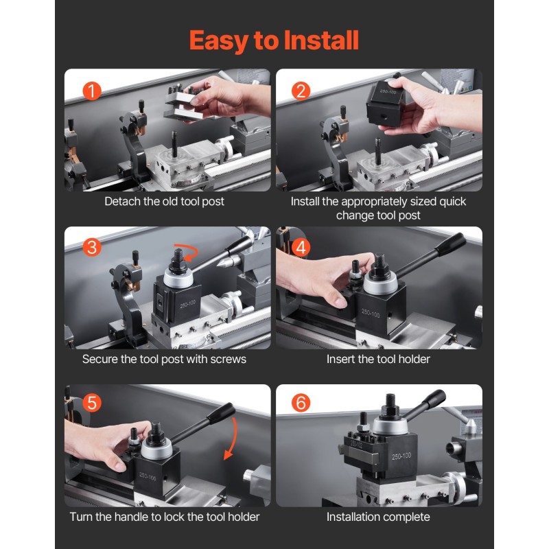 Pikavaihtotyökalupostisarja 8-osainen teräksinen 6–12 tuuman sorveihin