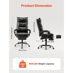 Työtuoli korkeaselkäinen PU-nahkainen säädettävä jalkatuki lannerangan tyyny 181 kg