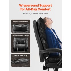 Työtuoli korkeaselkäinen PU-nahkainen säädettävä jalkatuki lannerangan tyyny 181 kg