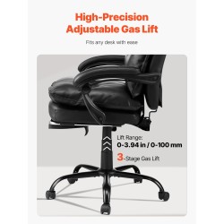 Työtuoli korkeaselkäinen PU-nahkainen säädettävä jalkatuki lannerangan tyyny 181 kg