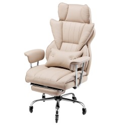 Korkeaselkäinen toimistotuoli keinonahkaverhoilu korkeatiheyksinen vaahtopehmuste säädettävä jalkatuki