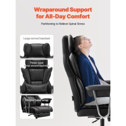 Toimiston johtajantuoli korkealla selkänojalla PU-nahkainen verhoilu paksu vaahtomuovipehmuste keinotoiminto korkeussäädettävä