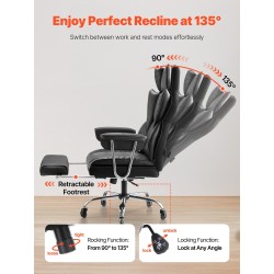 Toimiston johtajantuoli korkealla selkänojalla PU-nahkainen verhoilu paksu vaahtomuovipehmuste keinotoiminto korkeussäädettävä