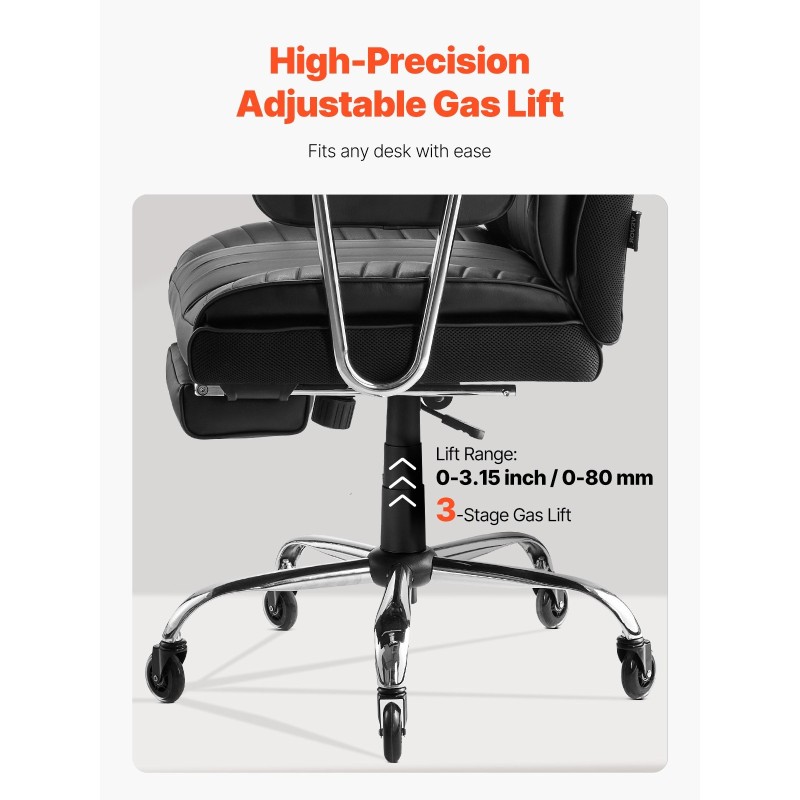 Toimiston johtajantuoli korkealla selkänojalla PU-nahkainen verhoilu paksu vaahtomuovipehmuste keinotoiminto korkeussäädettävä