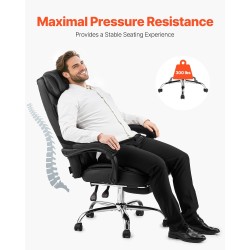 Toimistotuoli PU-nahkainen korkea selkänoja niskatuki lannerangan tyyny säädettävä jalkatuki 136 kg