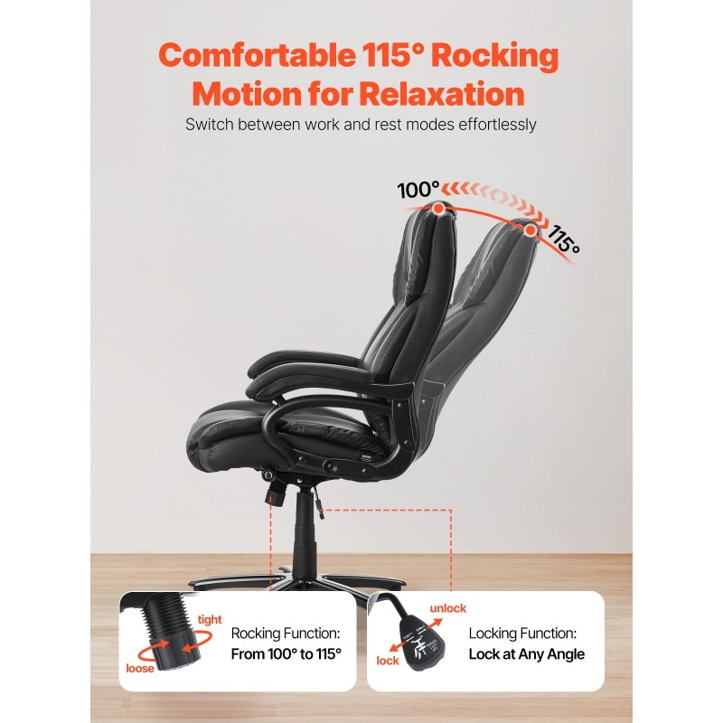 Toimistotuoli PU-nahka musta 160 mm vaahtotyyny kantavuus 226,8 kg