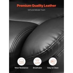 Toimistotuoli PU-nahka musta 160 mm vaahtotyyny kantavuus 226,8 kg