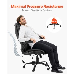 Toimistotuoli korkea selkänoja säädettävä ristiseläntuki keinonahka musta 136 kg kantavuus korkeussäätö